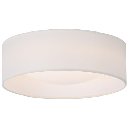 CALOKES 13' White Fabric Flush Mount Ceiling Light, 24W 3000K LED Closed to Ceiling Light Fixture...
