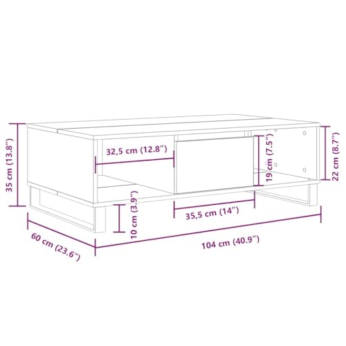 Table basse avec compartiments de rangement et pieds en fer robustes