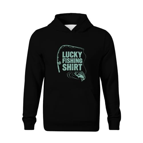 Kids Lucky Fishing Shirt Boys Girls Lightweight Kangaroo Pocket Fleece Hoodies2