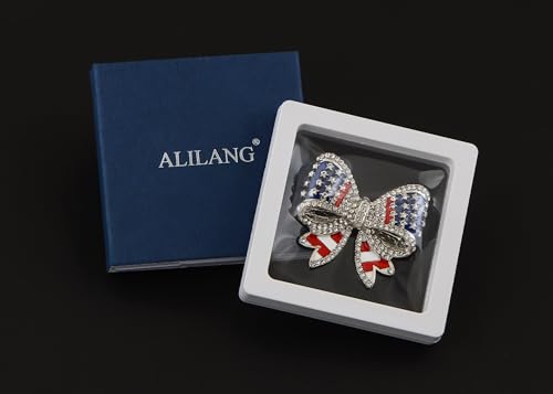 Image of Alilang American Flag USA Sparkly Crystal Rhinestone 4th of July Patriotic Pin Brooch