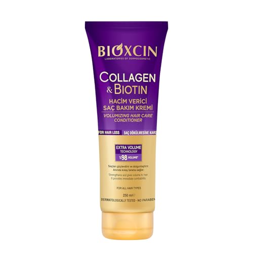Bioxcin Balsamo volumizzante per la cura dei capelli al collagene e biotina, 250 ml, per perdita di capelli, tecnologia extra volume