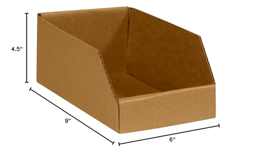 Image of Box USA BBINBIN69K Open Top Bin Boxes, 6 inch x 9 inch x 4 1 /2 inch, Kraft (Pack of 25)