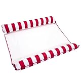 Aqua 2-in-1 Catalina XL Pool Float & Hammock – 1-2 Person, Multi-Purpose, Inflatable Pool Floats for Adults – Burgundy/White Stripe