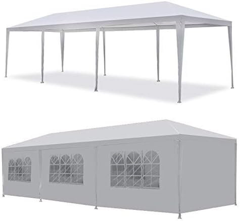 OxiQmart 10'x30' Outdoor Canopy Party Wedding Tent White Gazebo Pavilion w/8 Side Walls