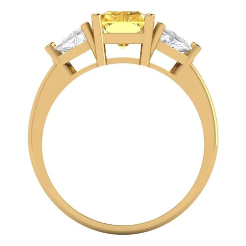 2.82 ctw Emerald Cut Solid Gold Engagement Ring for Women - 14K Yellow Gold - Natural Citrine Wedding Promise Ring for Her4