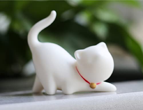 Estatua de Gatito de Porcelana Blanca Hecha a Mano miniatura 2