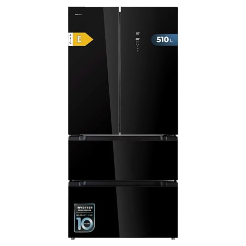 Cecotec Refrigerator Glass French Door 510 L Bolero CoolMarket FD 510 Glass E. 183 cm High, 84 cm Wide, Motor Inverter Plus, Fast Cooling and Fast Freezing,...