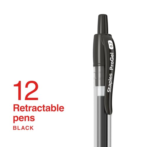 Image of STAPLES ProGel Retractable Gel Pen, Fine Point, 0.7mm, Black Ink, 2 /Packs