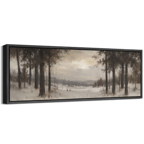 Image of MUDECOR Large Framed Canvas Print Wall Art Snow Pine for Living Room