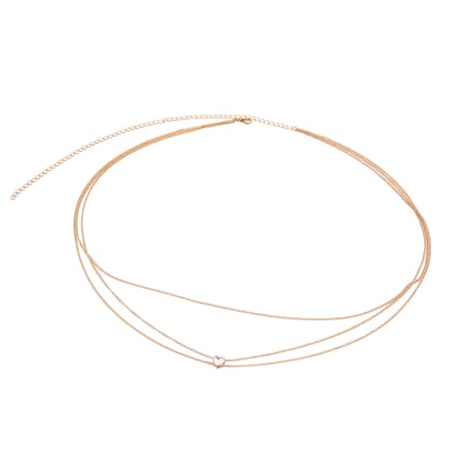 1 Psc Elegant Adjustable Waterproof 3 Layers Gold Silver Waist Chain With Rhinestone Heart, Boho Beach Waist Chains Sexy Bikini Body Chain Belly Body Chain Jewelry-image-42