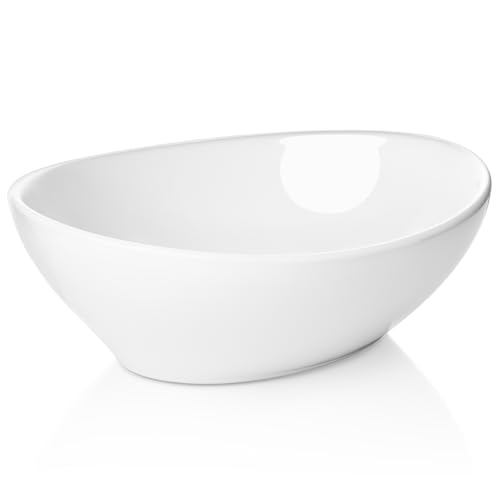 Miligoré 16' x 13' Oval White Ceramic Vessel Sink - Modern Egg Shape Above Counter Bathroom Vanity...
