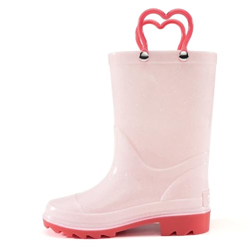 Stelle Toddler Rain Boots Kids Rainboots Boys Girls Waterproof Easy On Handles Non-Slip Sole Lightweight Outdoor Shoes