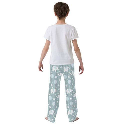 ALAZA Elephant Pajamas Bottoms with Pockets Comfy Pjs Sleepwear Elastic Waistband Pajamas Pants Lounge Pants for 6-14 Years3