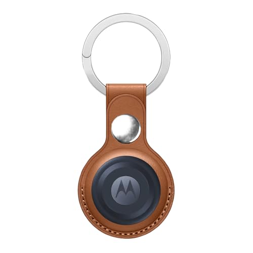 [1 Pack] for Motoral Moto Tag Case, Portable PU Leather Holder with Keyring,Protective Case Cover Compatible for Moto Tag-Brown