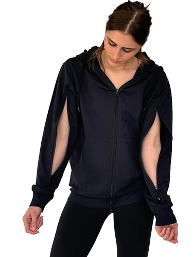 USBD Dialysis Hoodie with Arm Zipper Port Access Midweight Cotton Hooded Sweatshirt with Side Pockets Hemodialysis Patients2