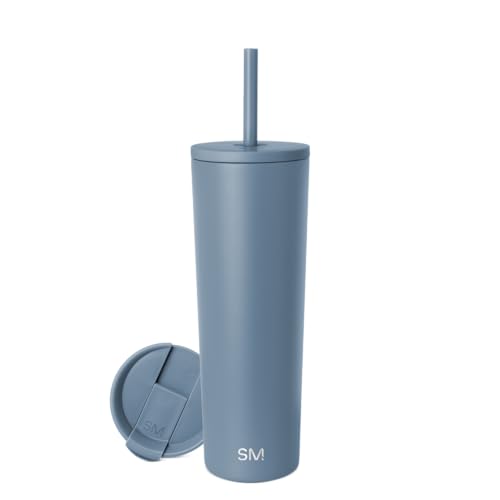 Image of Simple Modern Classic Tumbler with Straw Lid | Insulated Iced Coffee Cup Reusable Stainless Steel Water Bottle Travel Mug | Gifts for Women Men Her Him | 28oz | Blue Dune