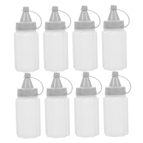 TEHAUX 8個 調味料スクイーズボトル 透明ボトルで残量確認可能 食品グレードプラスチック製 正確な液体ディスペンサー サラダ 油 酢用多用
