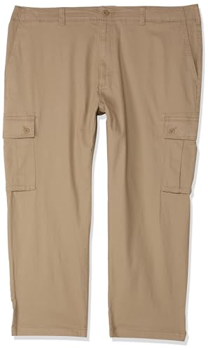 Amazon Essentials Men's Straight Fit Stretch Cargo Work Trousers (Available in Big and Tall), Khaki Brown, 29W / 28L