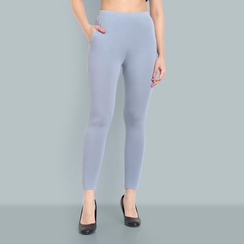 Image of ONE SKY Women Ankle Length Leggings | Premium Cotton Modal Spandex Blend | High Waist Stretchable & Bio-Washed Fabric | Colour-Lock | Ethnic Leggings for Women