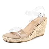 mysoft Women's Platform Espadrille Wedge Sandals Square Open Toe Ankle Strap Buckle Casual Summer Dressy Sandals
