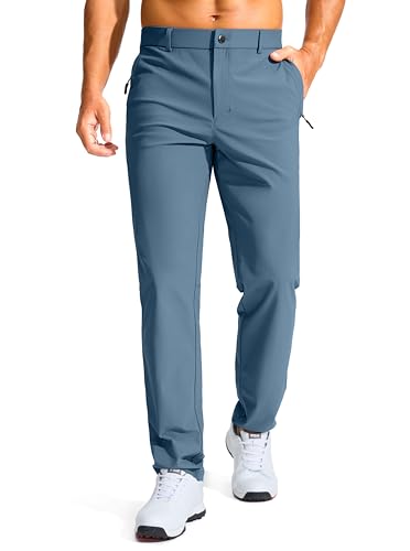 Men's Golf Pants - 30'/32'/34' Slim Fit Stretch Lightweight Dress Pants for Men with Zipper Pockets Casual Work(Slate Blue,W38 L34)