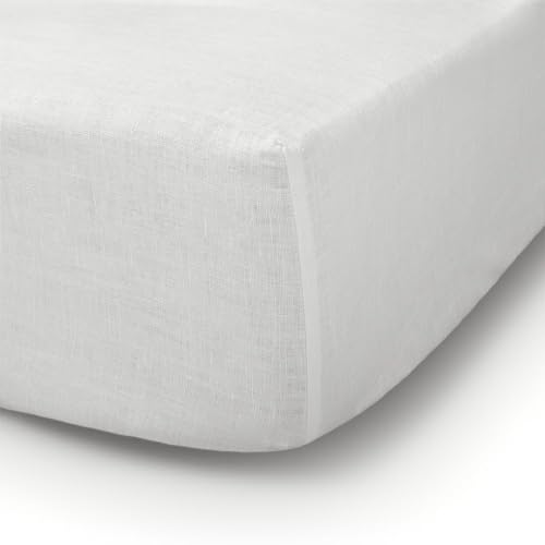 Cuore di lino Lenzuolo sotto Matrimoniale 180x200x30cm Bianco Panna