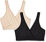 Playtex Women's Nursing Pullover Sleep Bra 2-Pack US02PK, Soft Taupe/Black, Small