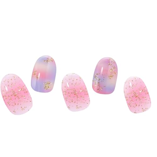 Pink Purple Gel Nail Strips 22Pcs Colorful Gel Nail Stickers