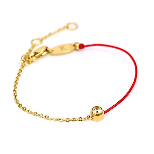 ZUOPIPI Red String Lucky Bracelet with Rhinestone Half Rope Crystal Chain Gift for Her (Gold)