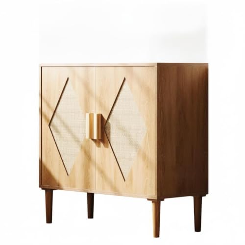 Litake Aparador 80x40x88 cm Madera y ratán con Estante Ajustable