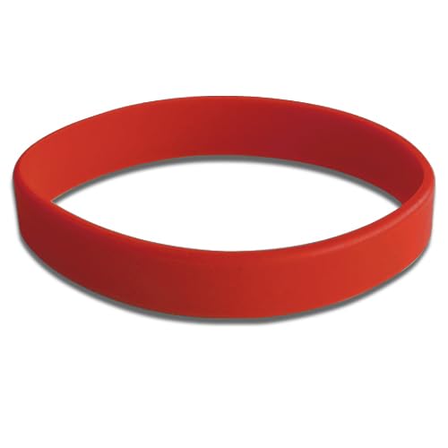 School Badges UK Plain Silicone Children Wristbands, Pack of 5 - Multiple Colours (Red)