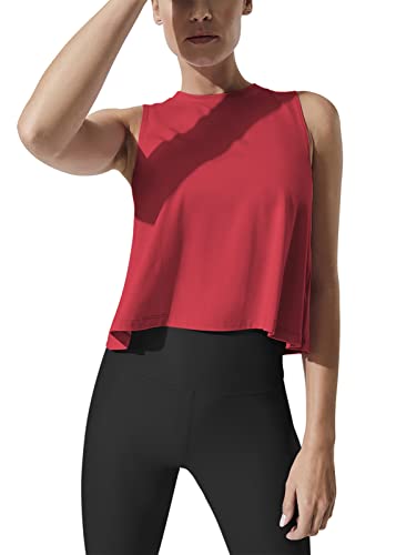 Image of Mippo Crop Tops for Women Womens Workout Tops Flowy Cropped Tank Tops Athletic Shirts