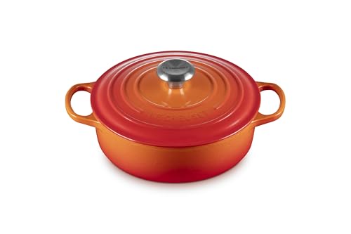 LE CREUSET Cocotte Ronde Basse en Fonte émaillée Signature, 30 cm, 6,2 L, Volcanique,...