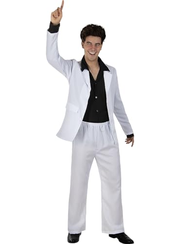 Funidelia | Disfraz de los Años 70 disco para hombre Música Disco, Abba, Bee Gees, Décadas - Disfraz para adultos y divertidos accesorios para Fiestas, Carnaval y Halloween - Talla XXL - Blanco