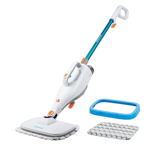 Invictus 7-TLG Dampfreiniger Set, 5 m Kabellänge, inkl. 2 Dampfstufen und Teppichgleiter, Weiß