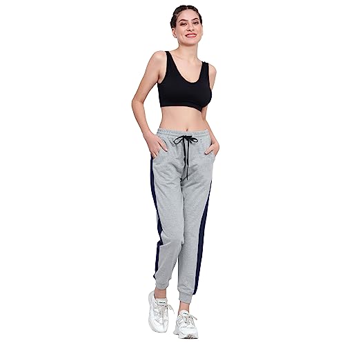 Image of BLUE STAR SHARK Women's Cotton Loopknit Track Pants | Comfortable Lounge Pants for Summer | Casual Pyjamas, Nightwear, Gym, Yoga, Sports, Running | Relaxed Fit Everyday Comfort