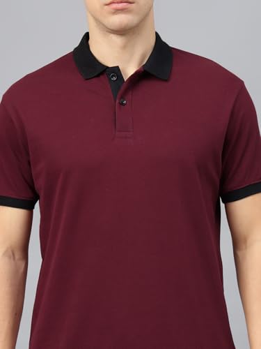 Image of Veirdo Pure Cotton Half Sleeves Regular Fit Plain Solid Classic Polo Collar T-Shirt for Men & Boys (Color Options- Black, Maroon & Olive)