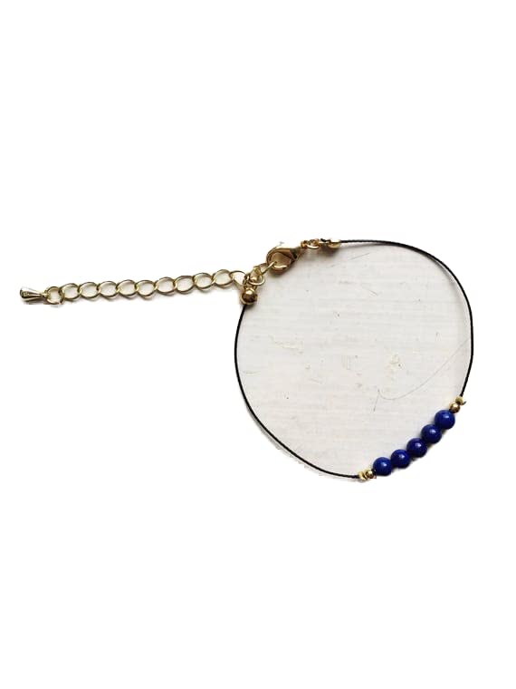 Bracelet lapis-lazuli 4mm, le cadeau unisexe idéal avec fermoir plaqué or
