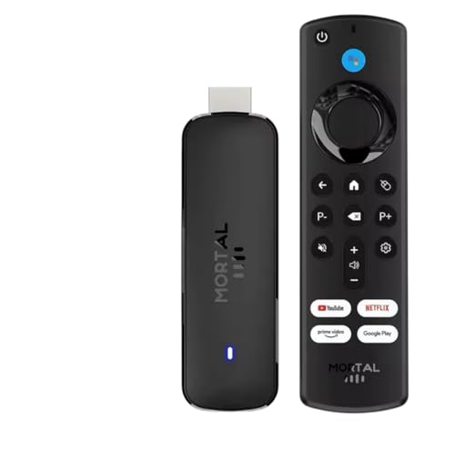 Mortal Q8 Android 14 TV Stick con WiFi 6, transmisión multimedia, control remoto, compatible con Netflix, Prime Video, Youtube| Chromecast incorporado | 4K Ultra HD| Control por voz
