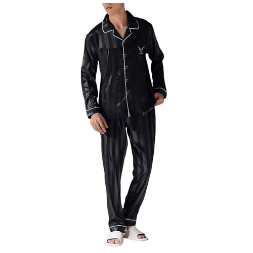 メンズシルク絹80%綿20% 肌着 インナー パジャマ 上下セット XL 黒