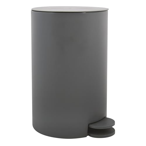MSV - Cubo de Basura Cosmético Modelo Osaki - 3 Litros con Tapa y Pedal para Baño - Compacto para Espacios Pequeños - Recipiente Interior Extraíble - Gris