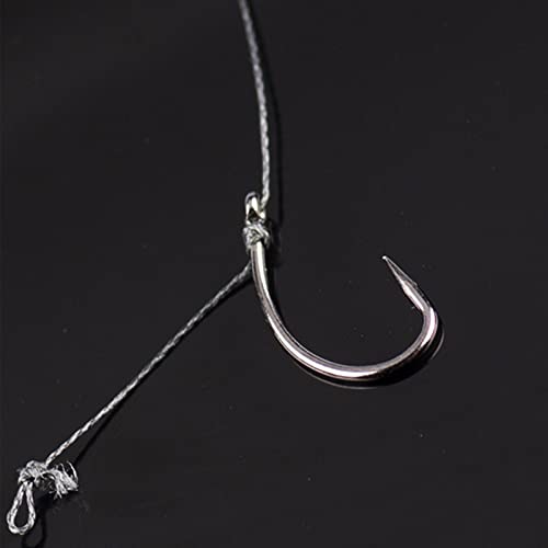 Aspthoyu 18 Stück Karpfen Angelhaken 6#/8#/10# Edelstahl Angelhaken mit Vorfach Geflochtene Schnur Schonhaken… – Bild 6