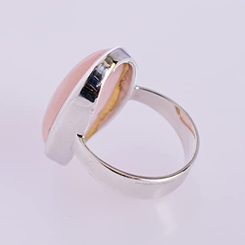 Anillo de plata de ley 0.925 con auténtico cuarzo rosa ovalado de alta joyería 5