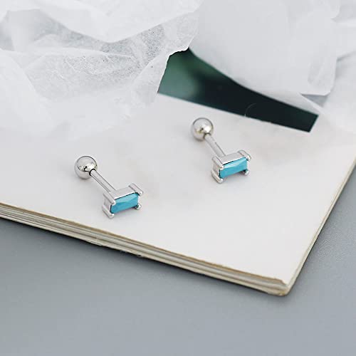 18G Tiny Rectangle Stud Earrings for Women Girls 925 Sterling Silver Hypoallergenic Minimalist Cute Small Studs Cartilage Tragus 3mm Ball Screw Back Dainty Birthstone Jewelry Gifts Christmas Birthday4