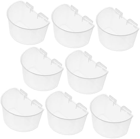 Mipcase 8pcs Hanging Food Bird Supplies Cup and Feeder Watering Chicken Rabbit Bowls Water Feeders Cage Cups Dish Treats Plastic for Pigeon Parrot Feeding