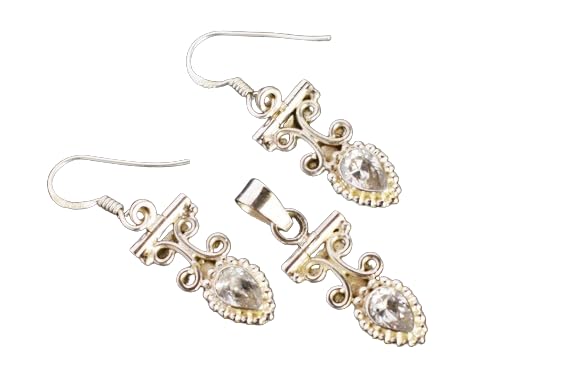 Conjunto de collar y aretes de cuarzo antialérgico para novias 6