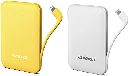 Alongza 2 Packs Portable Phone Charge Built in Cable Small Size Power Banks 4500mAh Mini USB C Battery Pack for iPhone 14,13,12,11,XS,XR,X, Pro Max