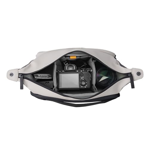 Image of Vanguard VEO Lite S7L Camera & Everyday Shoulder Bag (Cream) - Fits Mirrorless Camera + Multiple Lenses, Tablet Storage, Removable Dividers, Easy-Clean Water-Resistant Design
