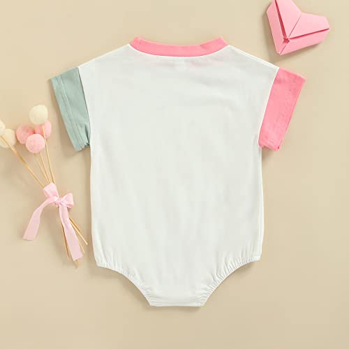 Infant Baby Girl Boy Crewneck Rompers Oversized Short Sleeve Letter Contrast Color T-Shirt Top Jumpsuit Summer Clothes (Pink Grl Pwr, 12-18 Months) #TOP5