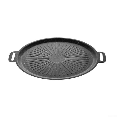 Non-Stick Stone Grill Pan, Indoor Cast Iron Barbecue Teppanyaki Plate with Even Heat Distribution for Camping BBQ Picnic Home Cooking